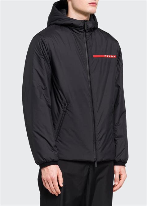 prada men's hooded jacket|prada linea rossa puffer jacket.